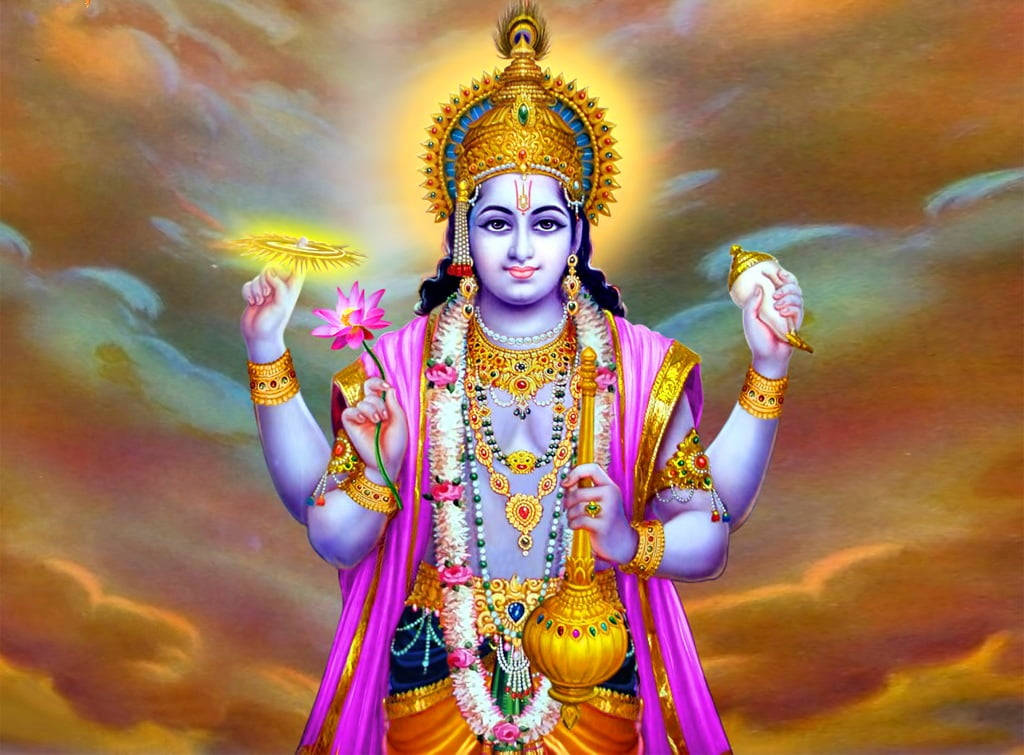 Krishnaavatar Herre Vishnus Inkarnation. Wallpaper