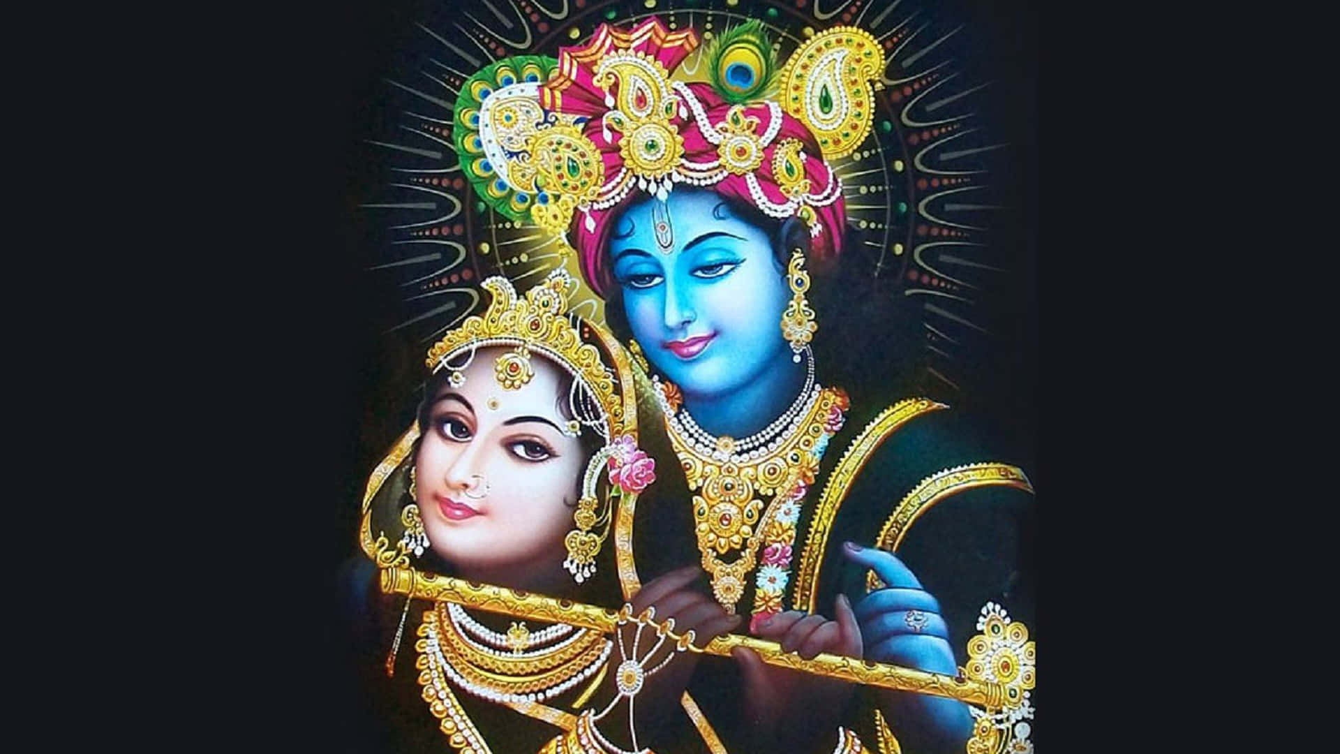 A Painting Of Lord Krishna And Lord Rama