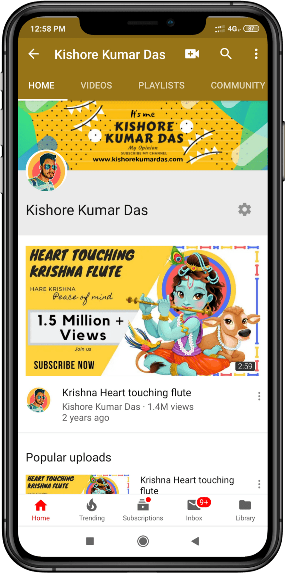 Krishna Flute You Tube Channel Screenshot PNG