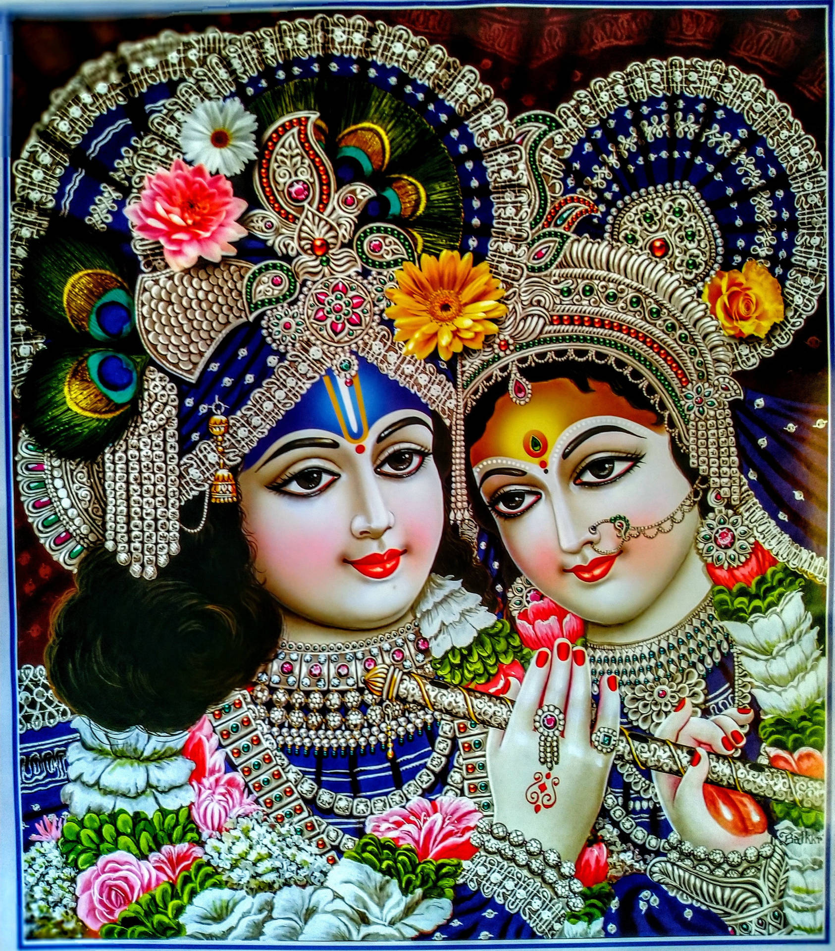 Krishna God 3d Traditional Art Style Wallpaper