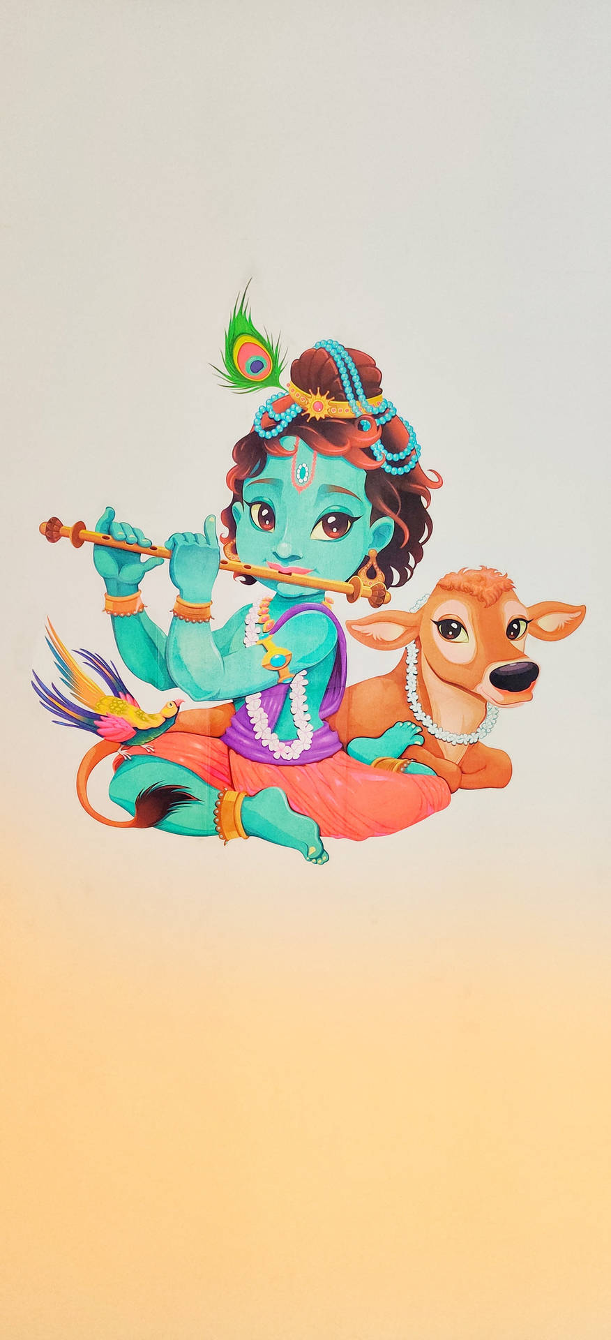 Krishna HD Baby Cow Print Baggrundsbillede Wallpaper
