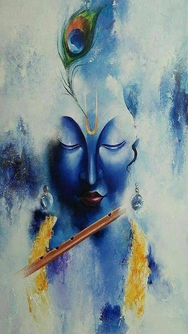 Download Krishna Hd Blue Paint Wallpaper 