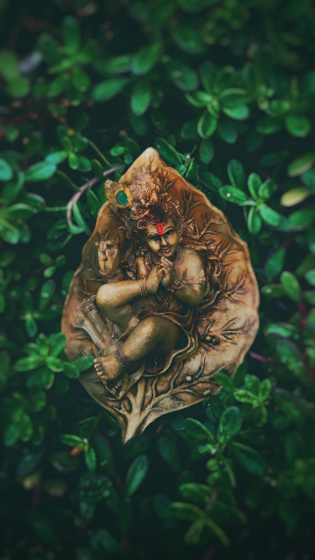 Lord Krishna - Leaf Art Wallpaper Download | MobCup