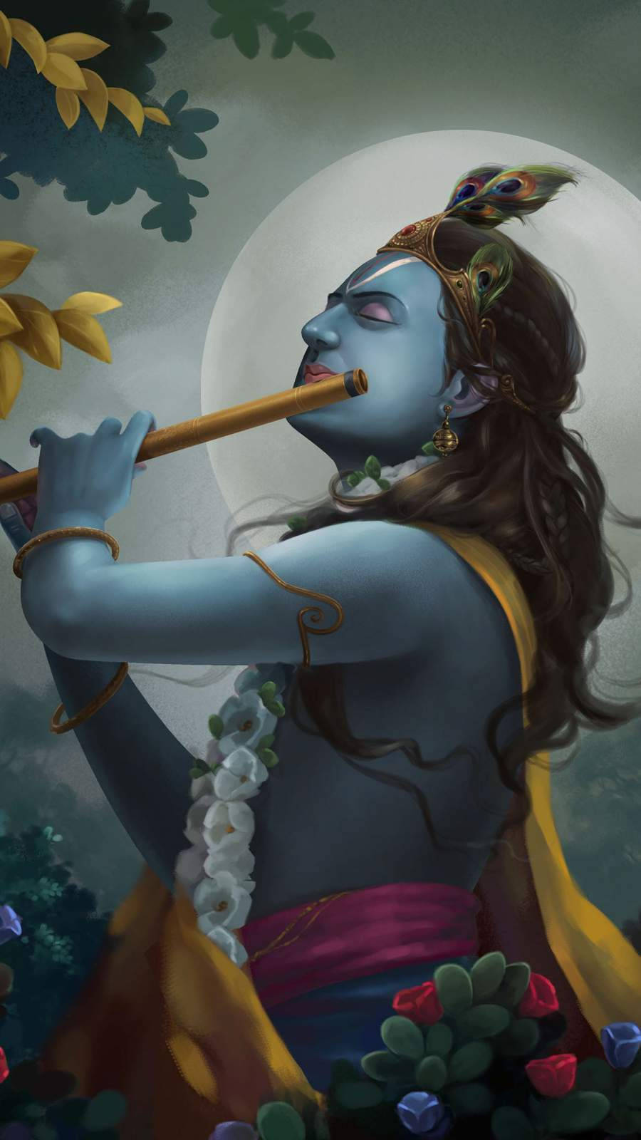 Krishna Iphone Bansuri Full Moon