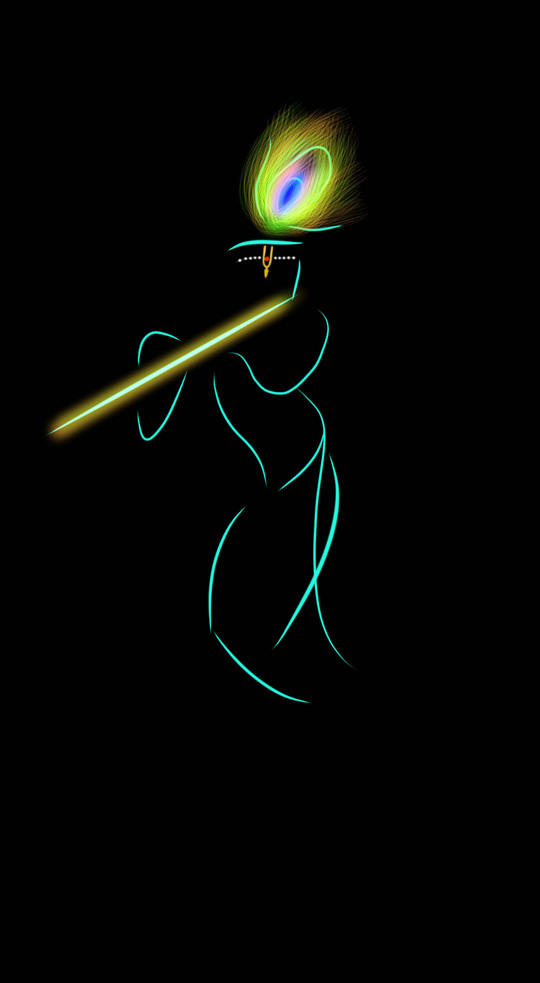 Download Krishna Iphone Neon Line Art Wallpaper 