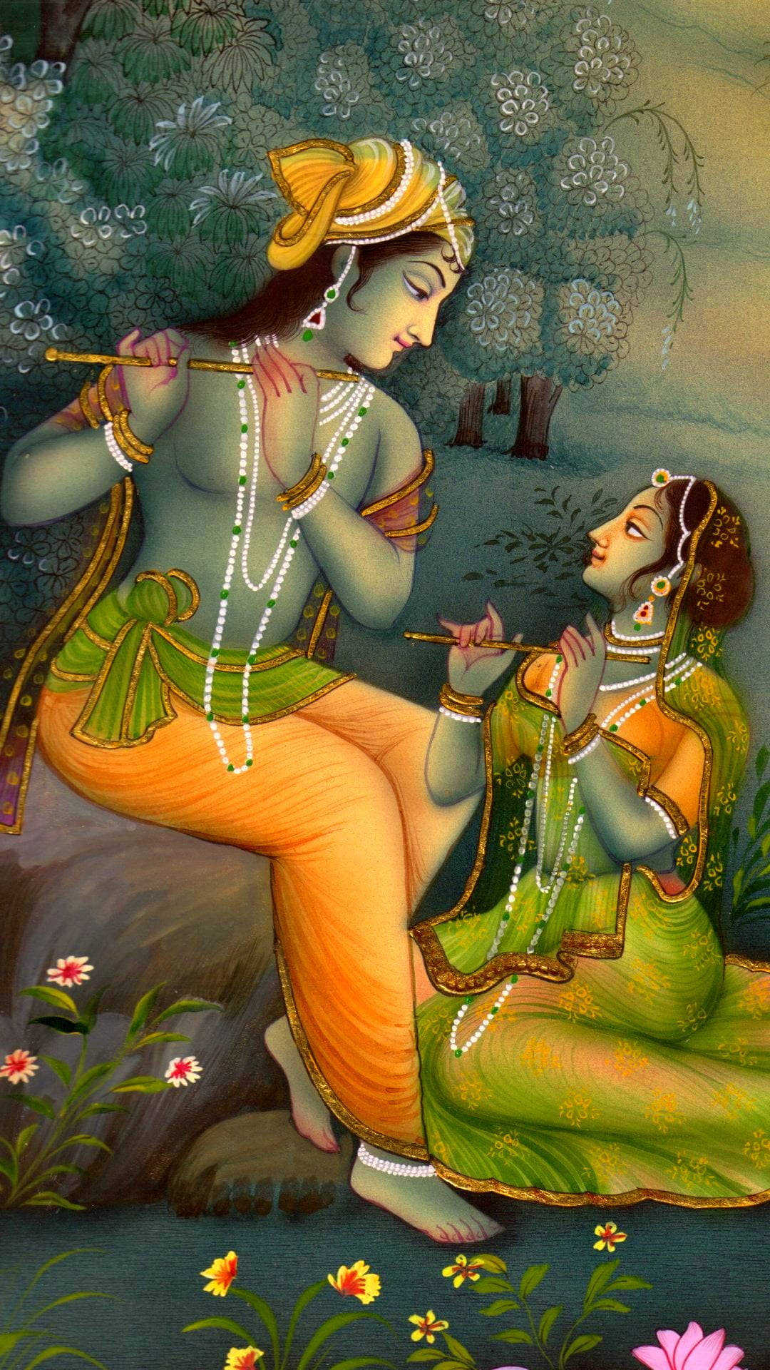 Krishna Iphone Playing Bansuri Together