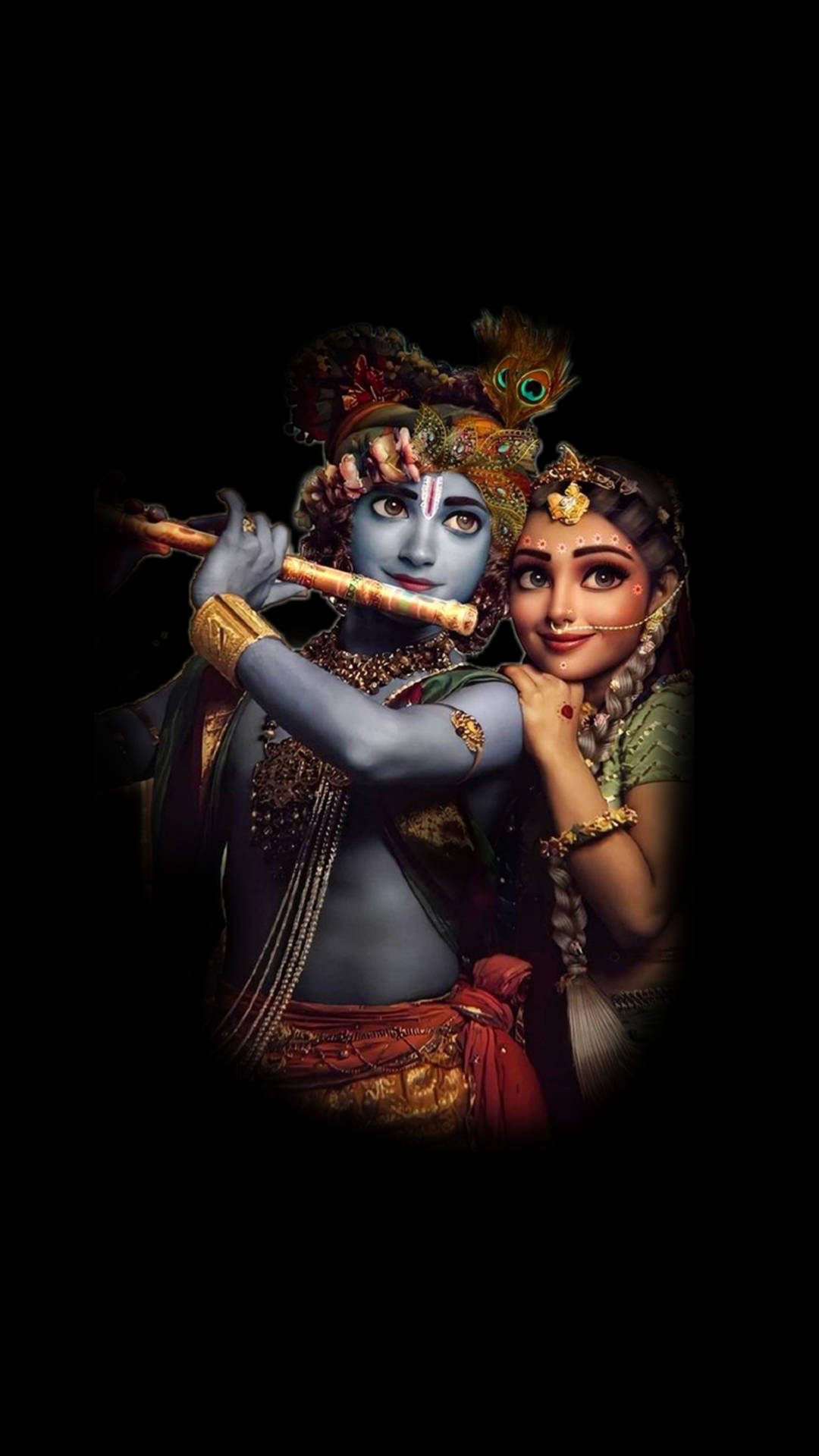 Download Krishna Iphone Radha Black Background Wallpaper 