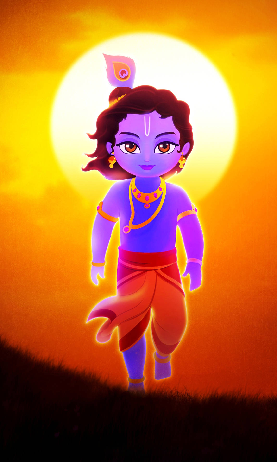 Krishna Iphone Walking Against Sunset