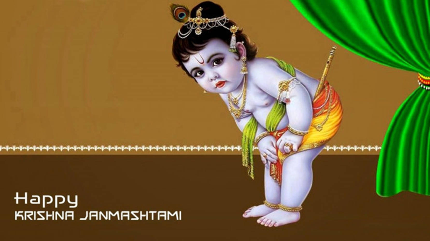 Krishna Janmashtami Baby Krishna på scenen Wallpaper