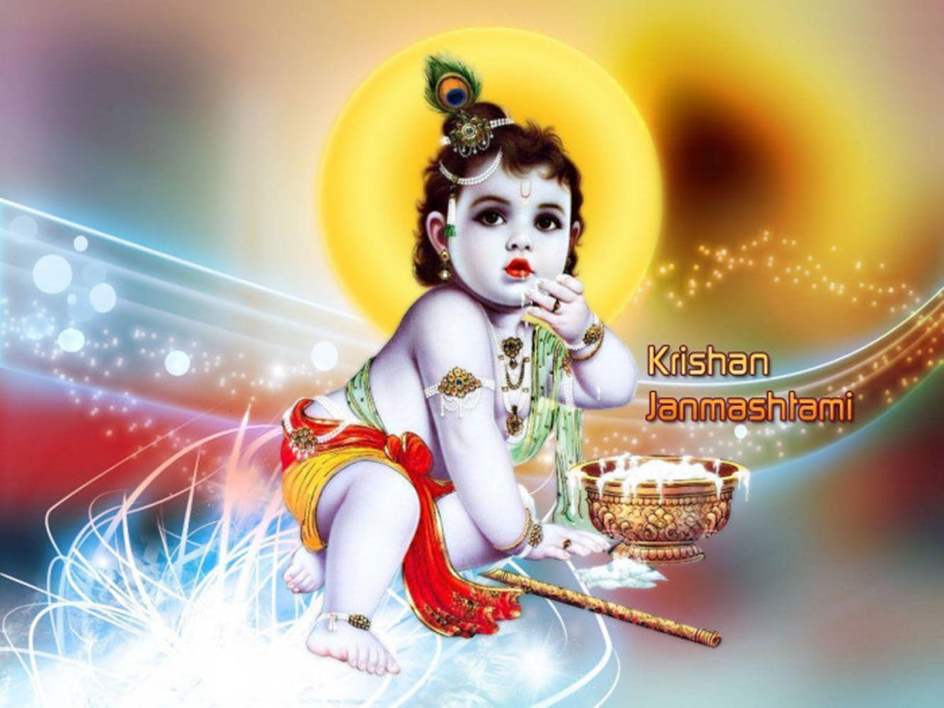 Download Krishna Janmashtami Cute Baby Wallpaper | Wallpapers.com