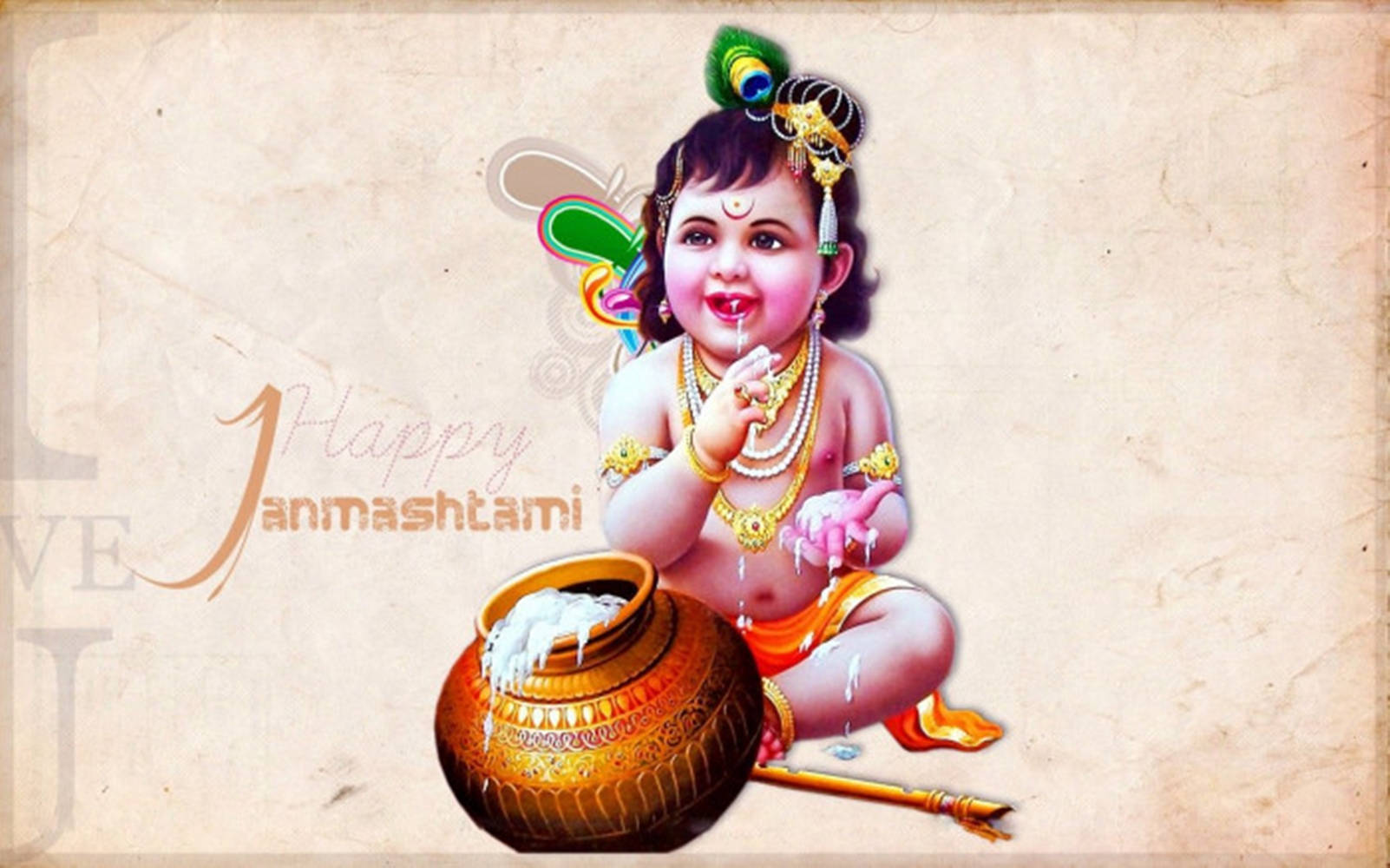 Glad Krishna Janmashtami Baby Lord skrivebordsbaggrund Wallpaper