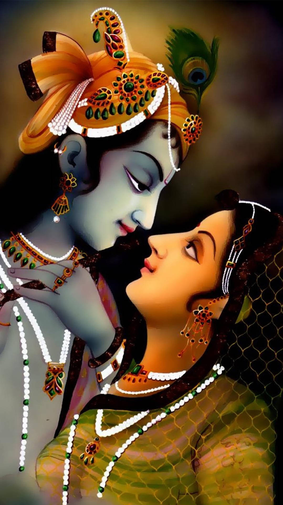 Krishna Ji E Radha Profondamente Innamorati Sfondo