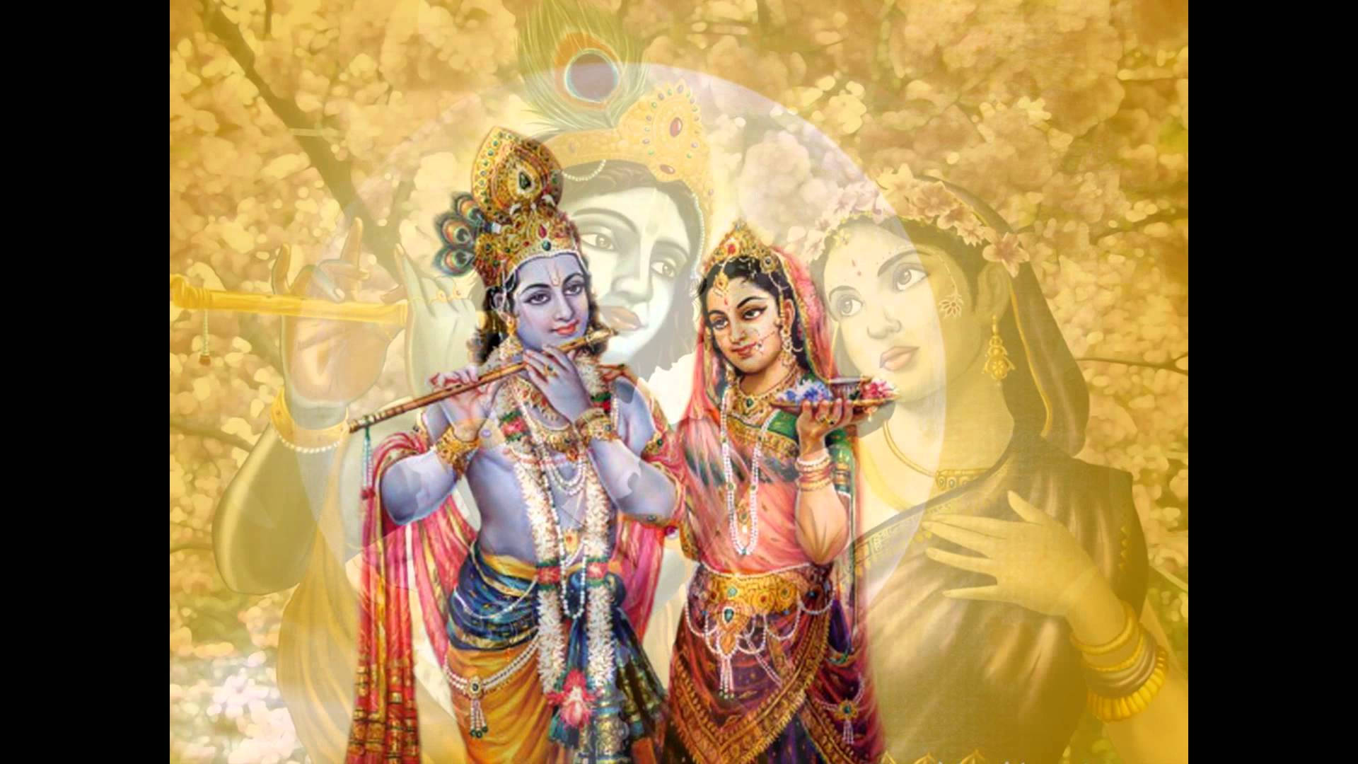 Krishna Ji And Radha Sepia Background Wallpaper