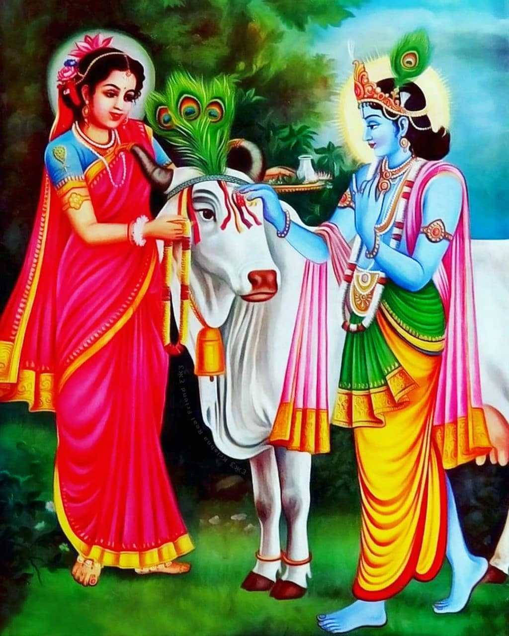 Download Krishna Phone Radha Painting Cow Wallpaper 