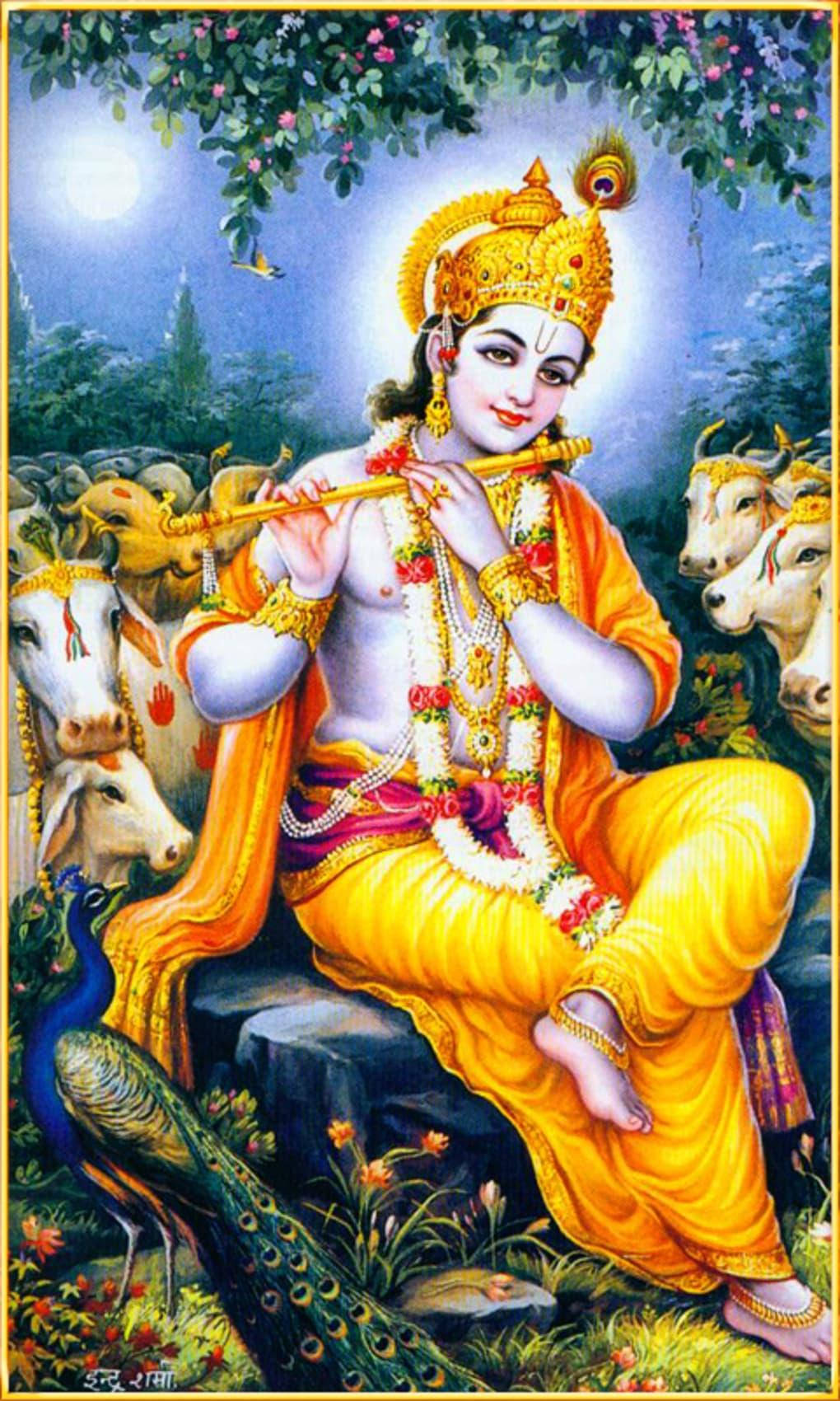 Telefono Krishna Con Mandria Di Mucche Sfondo
