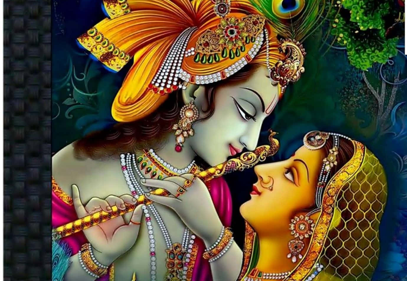 Krishna And Radha Romantic Flute Picture