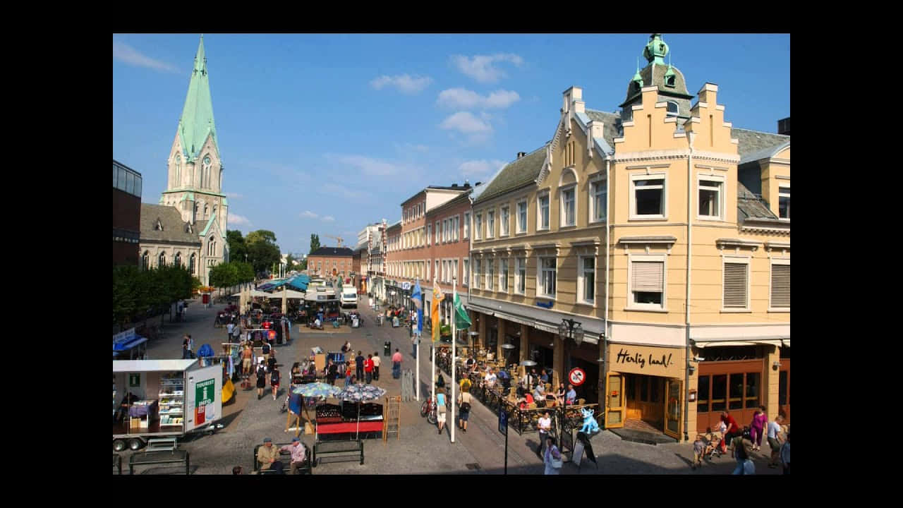 Kristiansand City Market Day Wallpaper