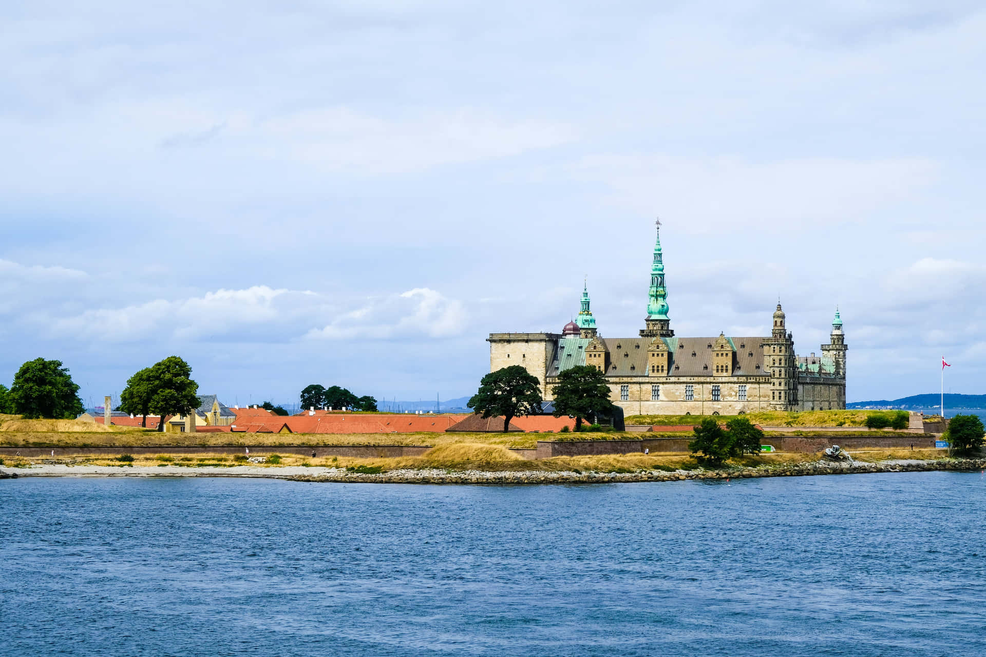 Kronborg Castle Serene Blue Water Wallpaper