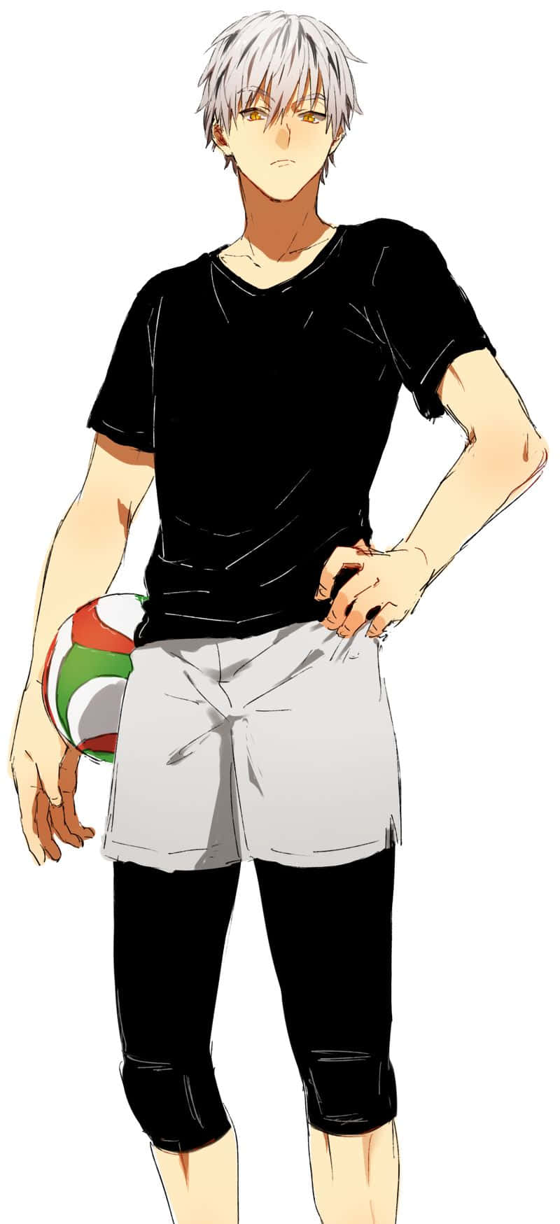 A Young Man With White Hair Holding A Volleyball Wallpaper