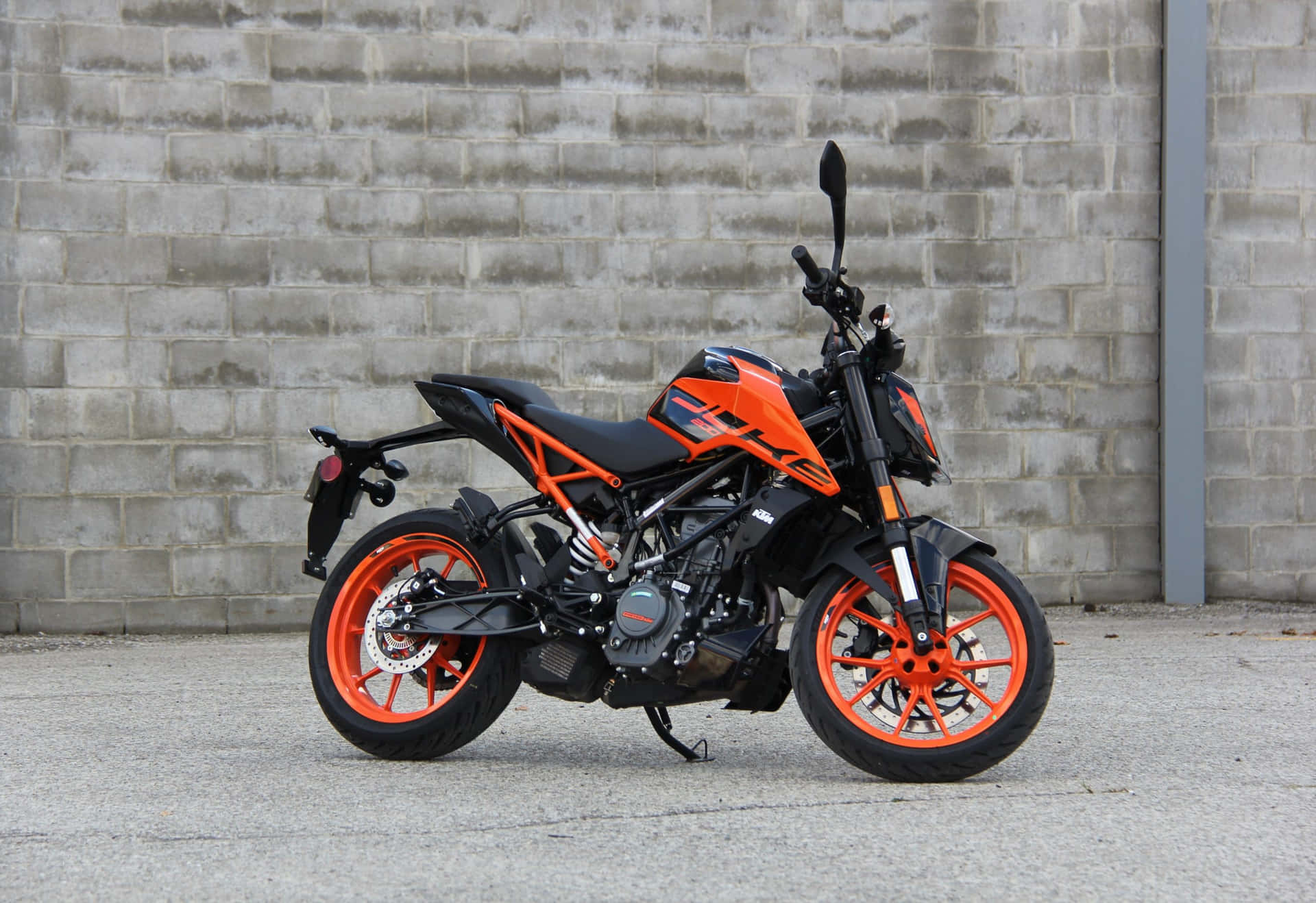 Ktm Duke 200 Motorcycle Against Brick Wall Picture