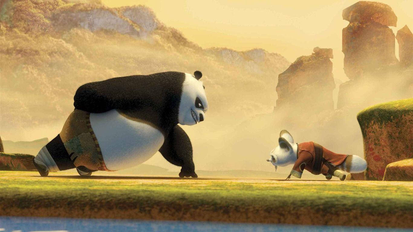Kung Fu Panda And Shifu Doing Push Ups Background