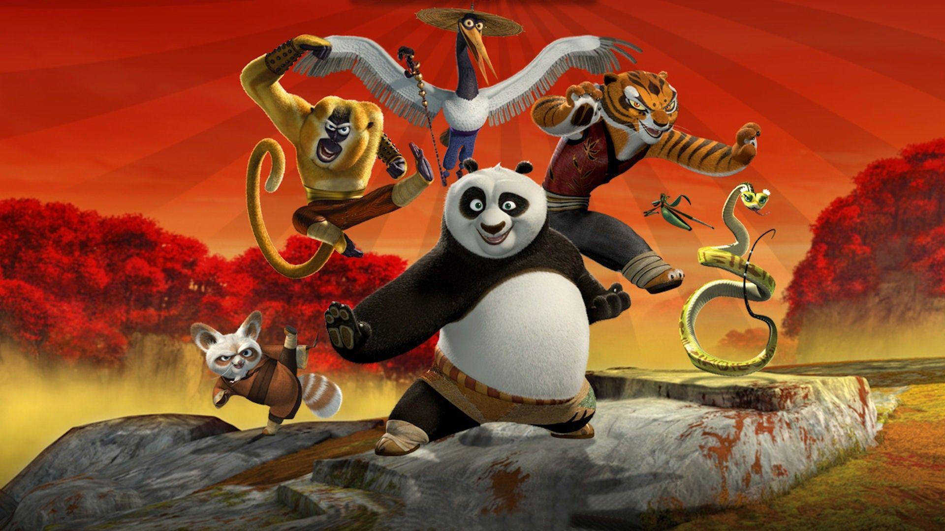 Kung Fu Panda And The Furious Five Posing Background