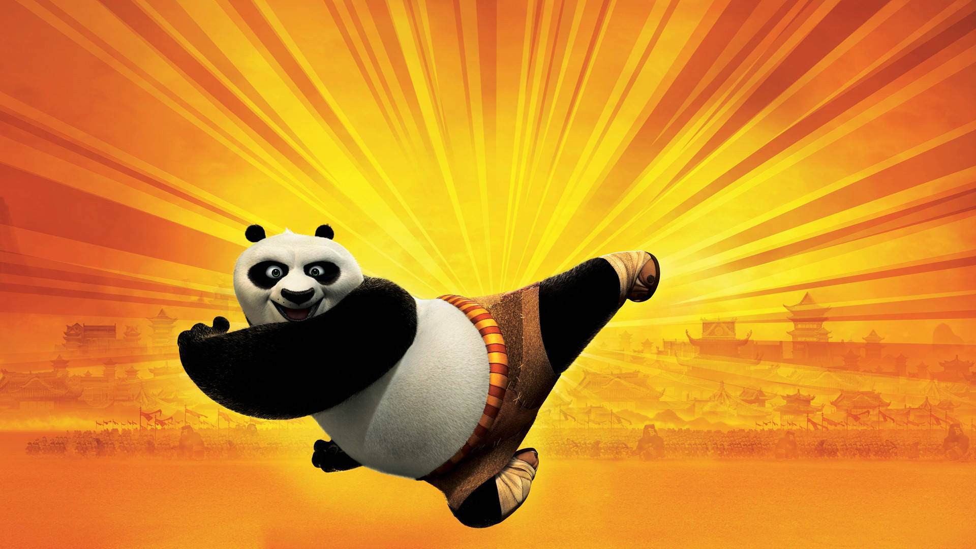 Kung Fu Panda Delivering A Mighty Kick Background
