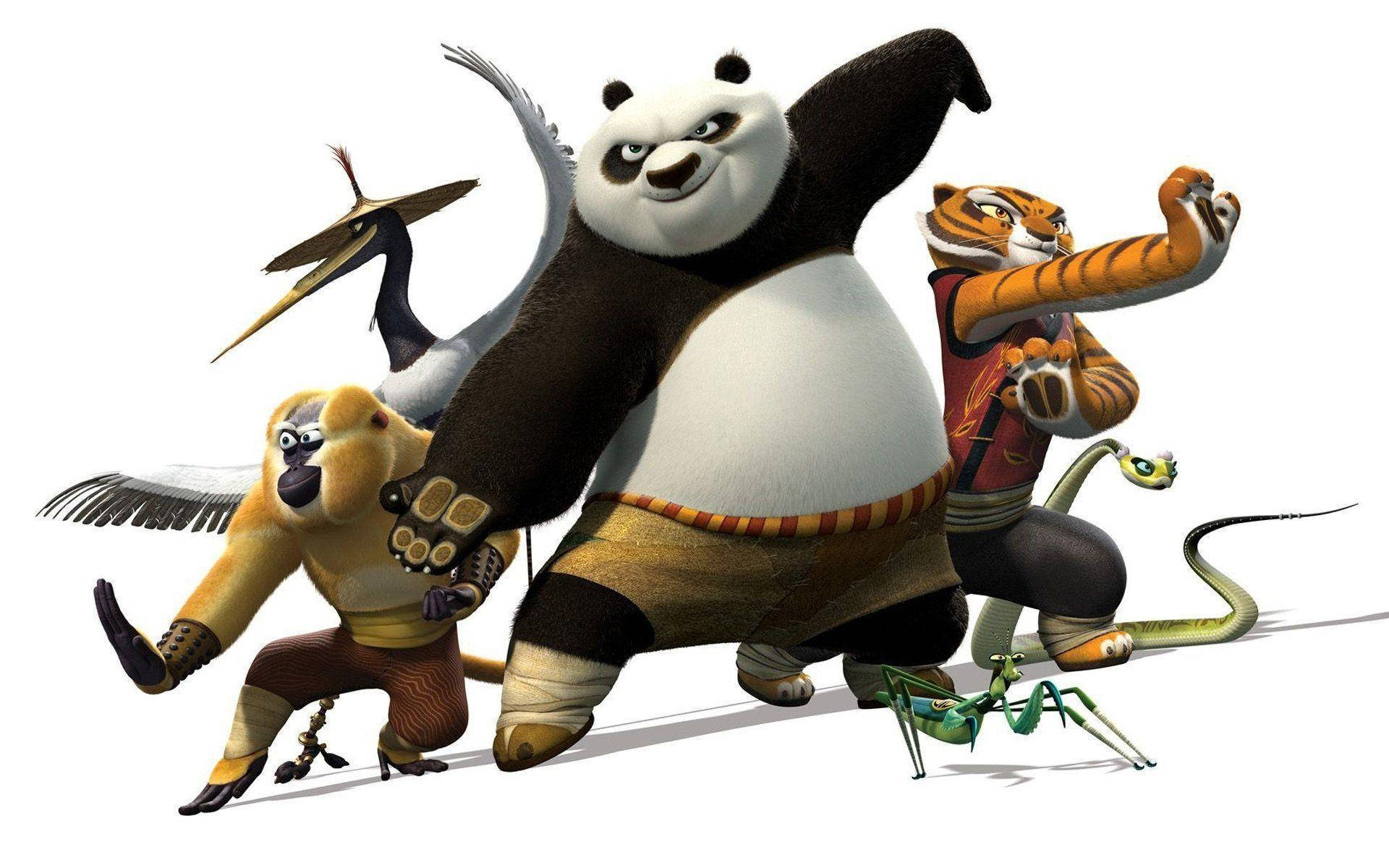 Kung Fu Panda Heroes Posing With White Background Wallpaper