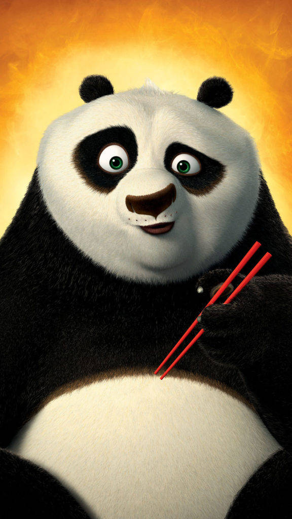 Kung Fu Panda Holding Red Chopsticks Background