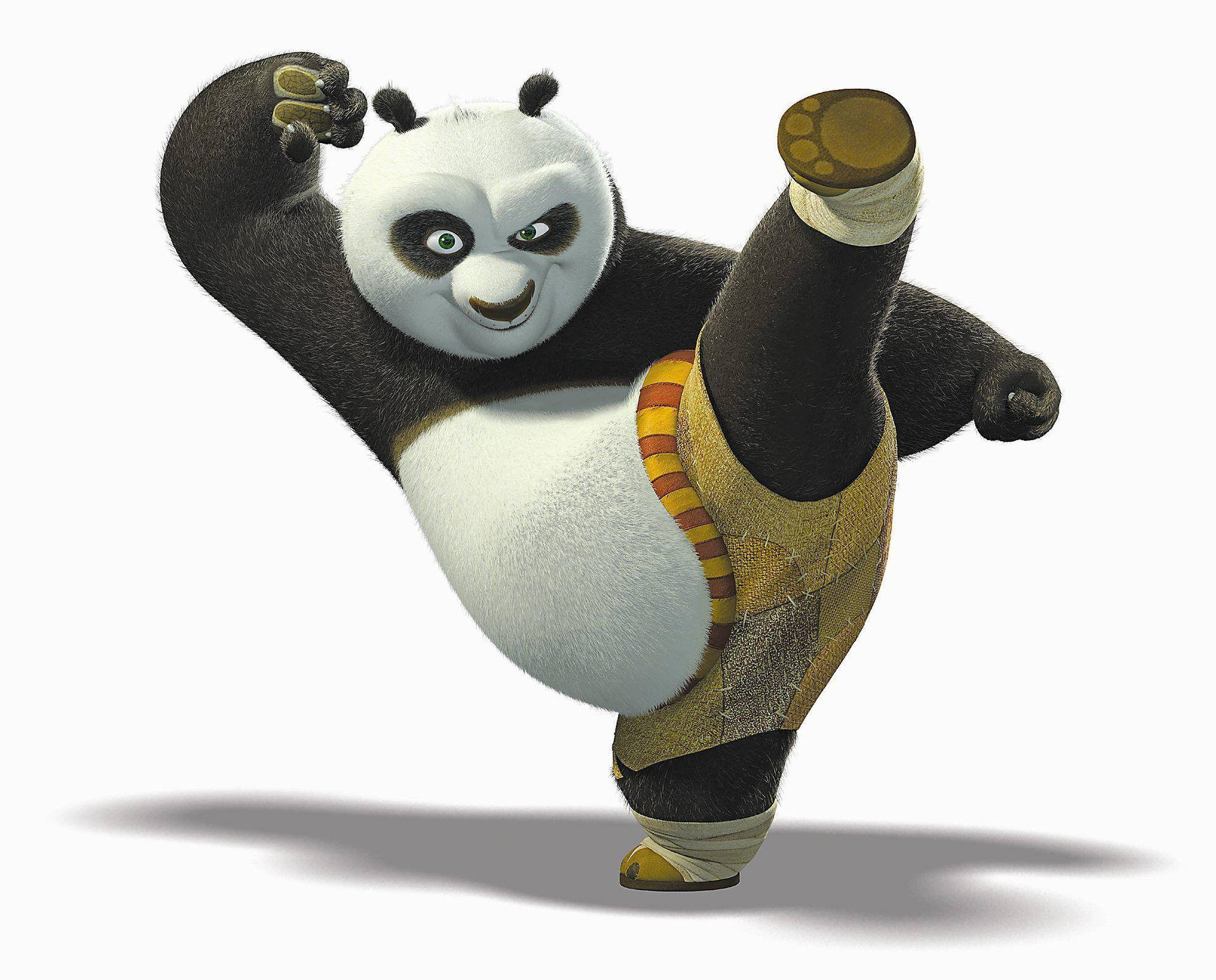 Kung Fu Panda Kicking With White Backdrop Background