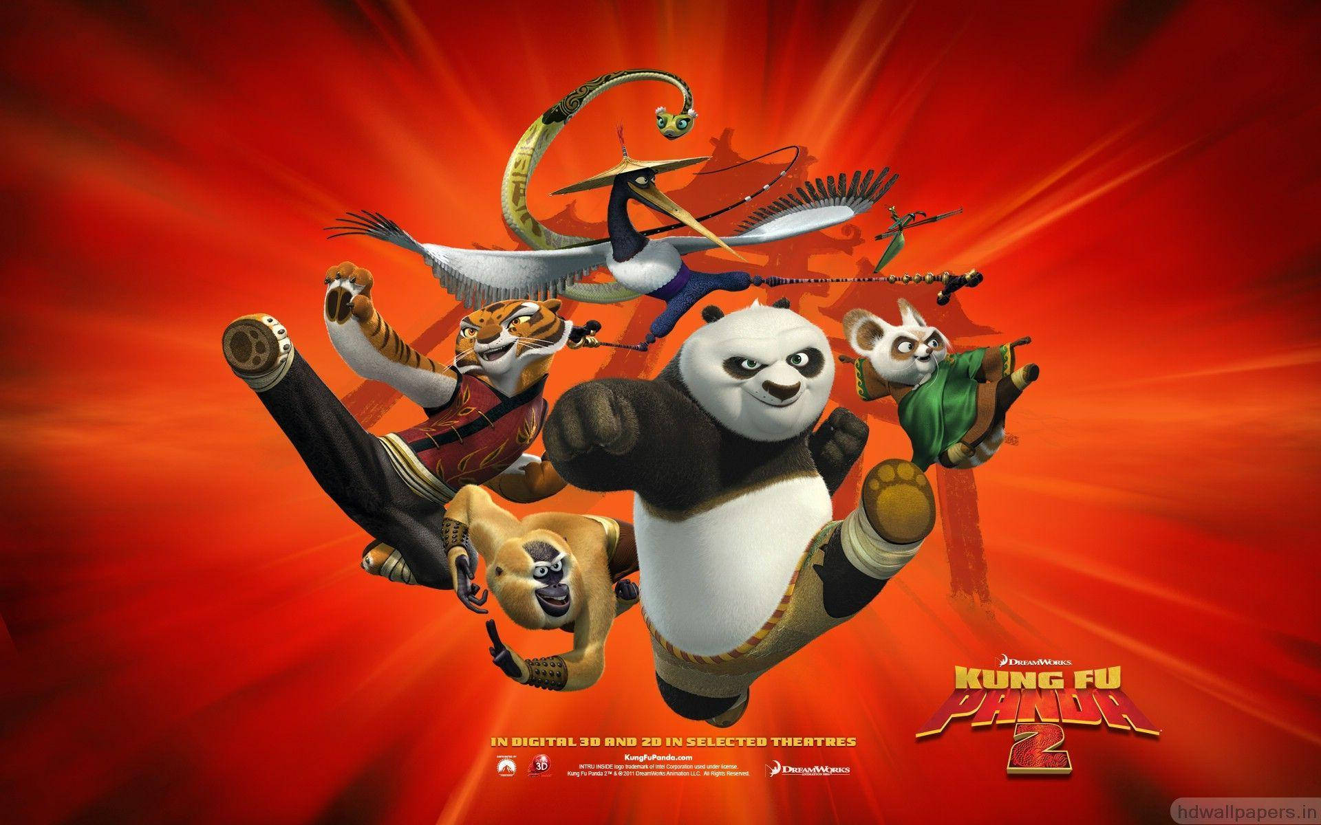 Kung Fu Panda Leaping With The Furious Five Background