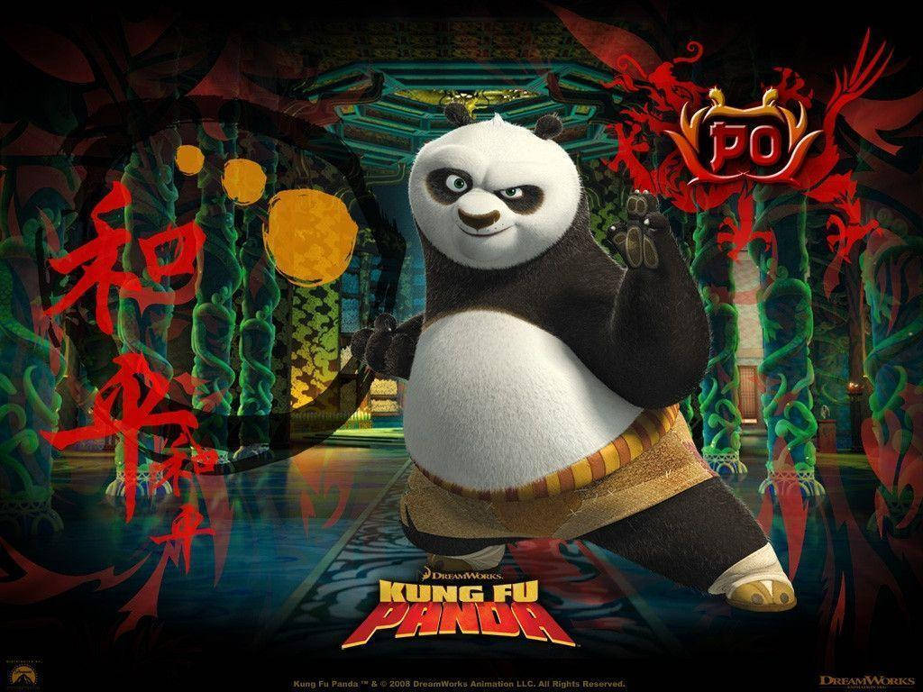 Kung Fu Panda Surrounded By Red Text Wallpaper