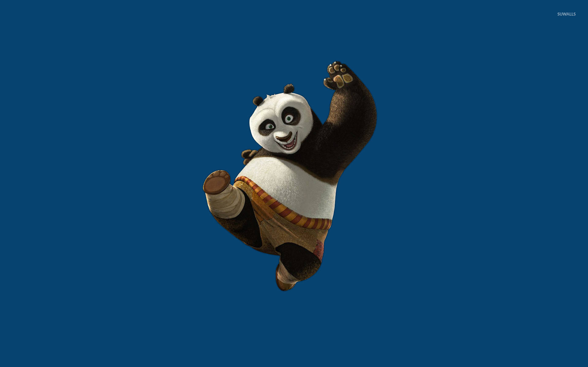 Kung Fu Panda With A Blue Backdrop Background
