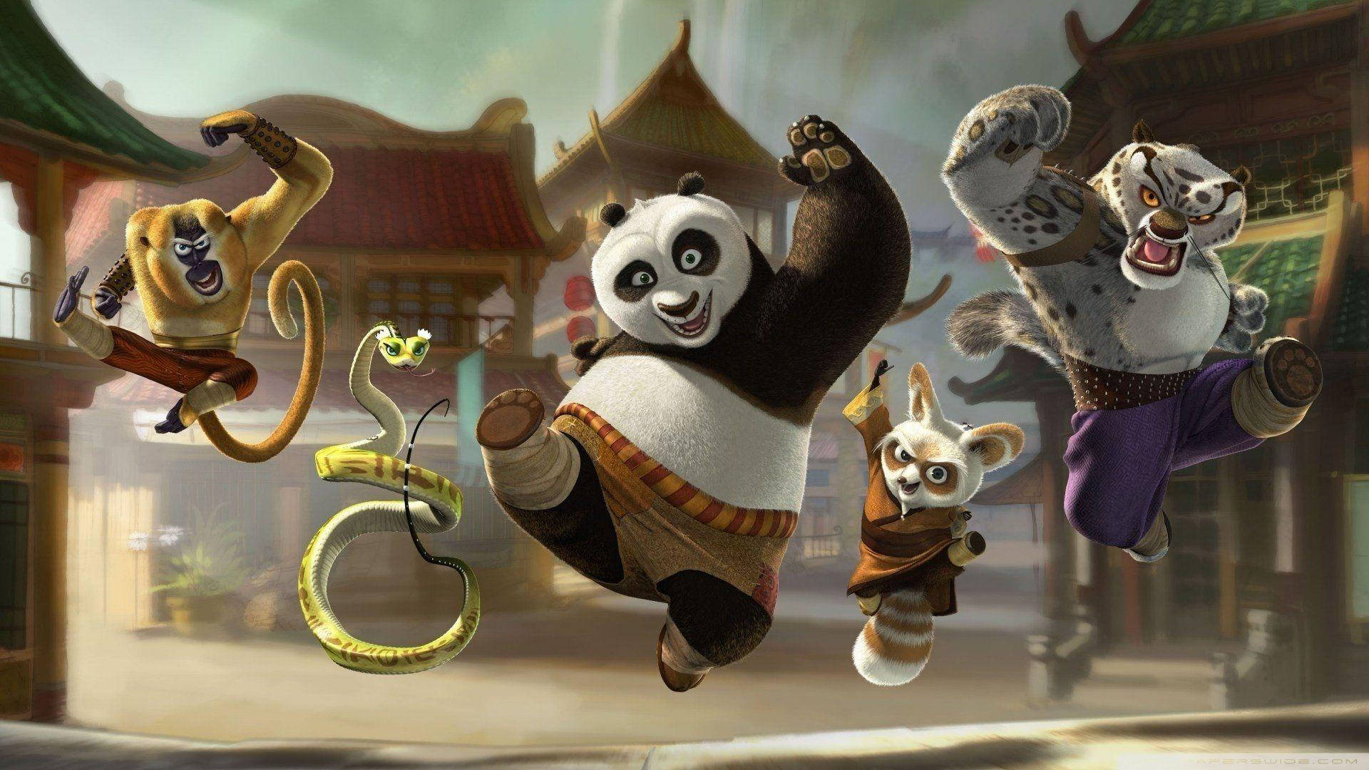 Kungfu Panda Mit Tai Lung Und Shifu Wallpaper