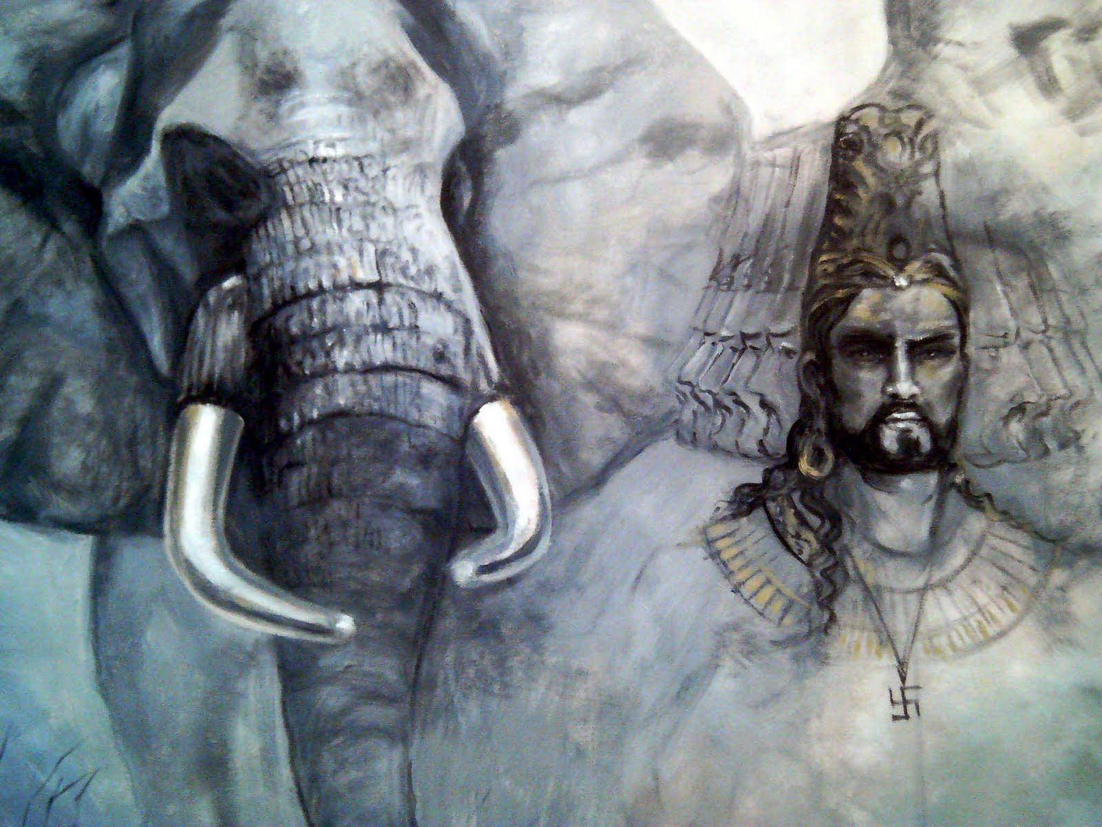 Kung Ravana Och Elefant Wallpaper