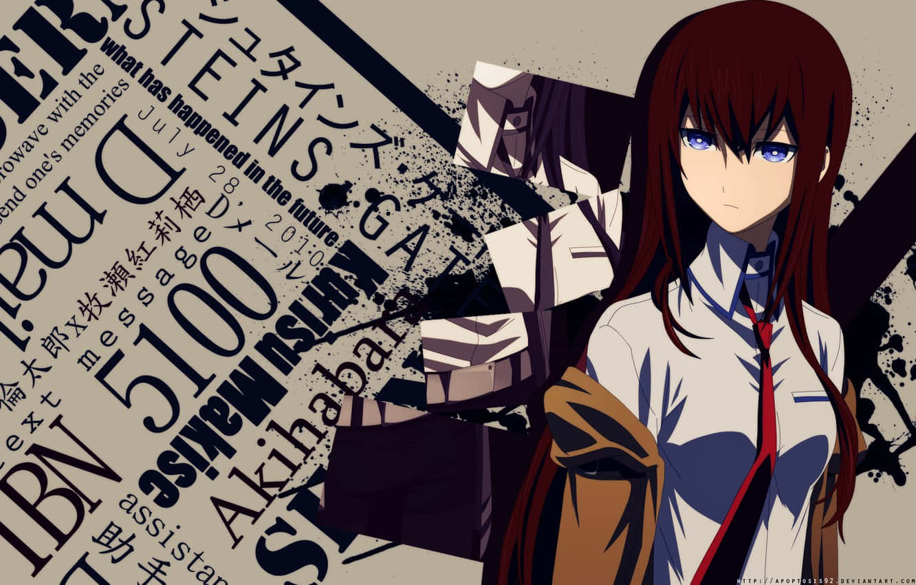 Brilliant scientist Kurisu Makise deep in thought at the lab Wallpaper