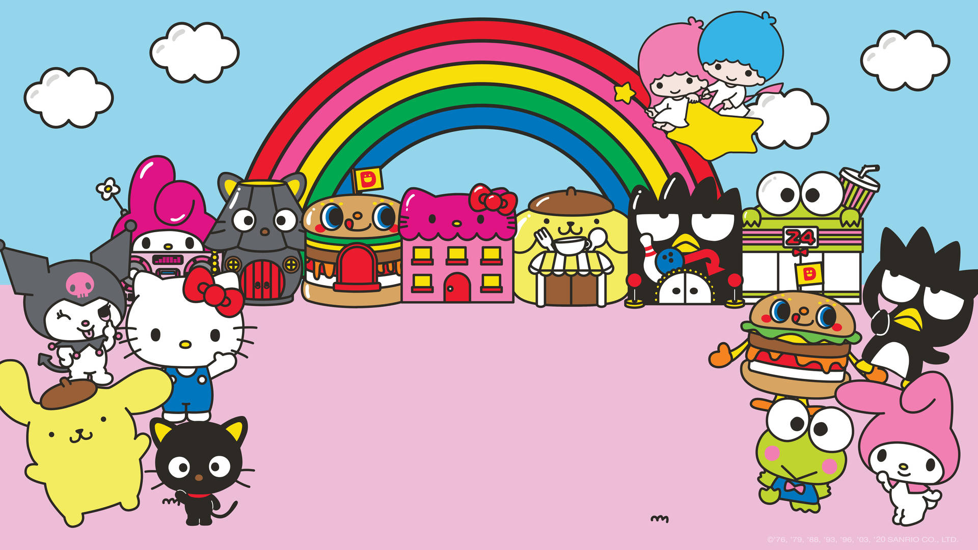 Kuromi Og Venner Under Regnbuen: Tag eventyret og magien i regnbuen! Wallpaper