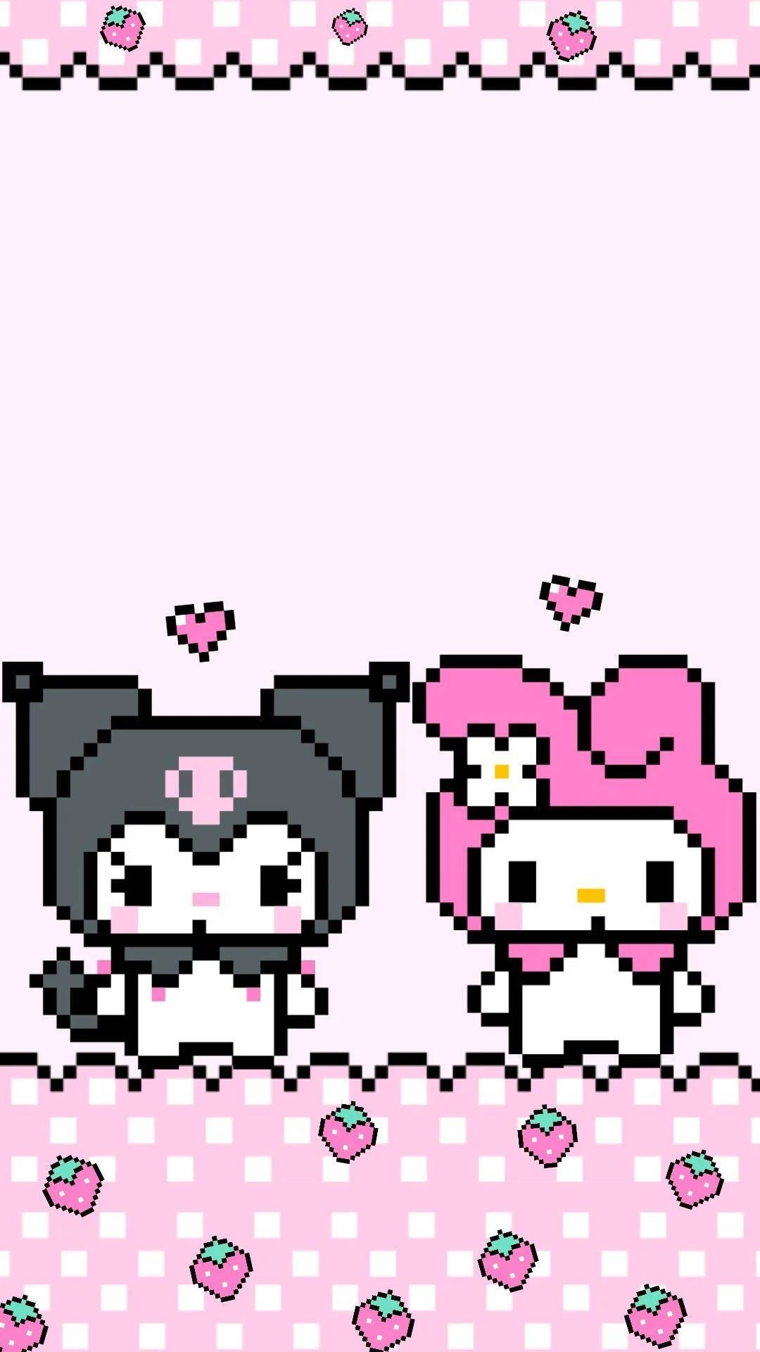 Kuromi And Melody Pixel Art Wallpaper