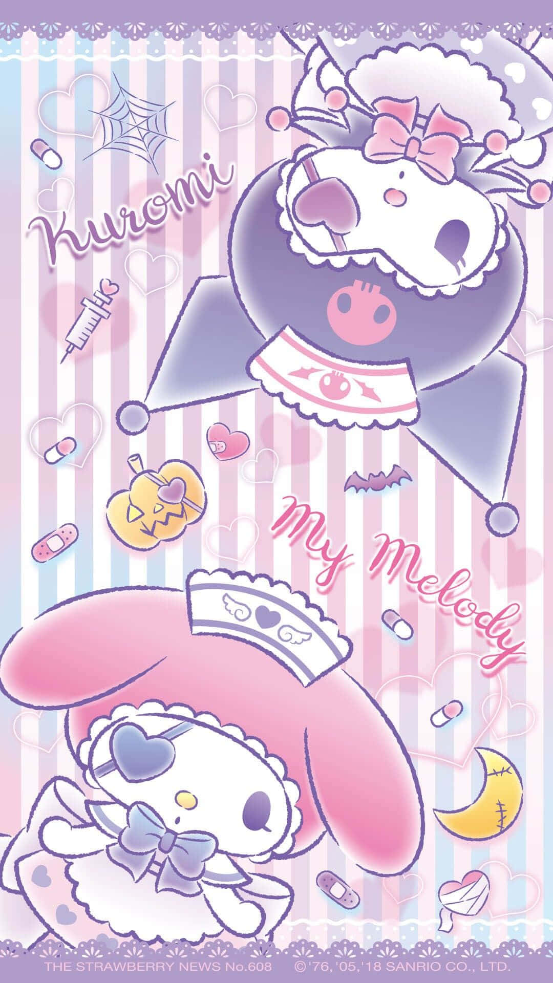 Kuromi and My Melody enjoying each other's company Wallpaper
