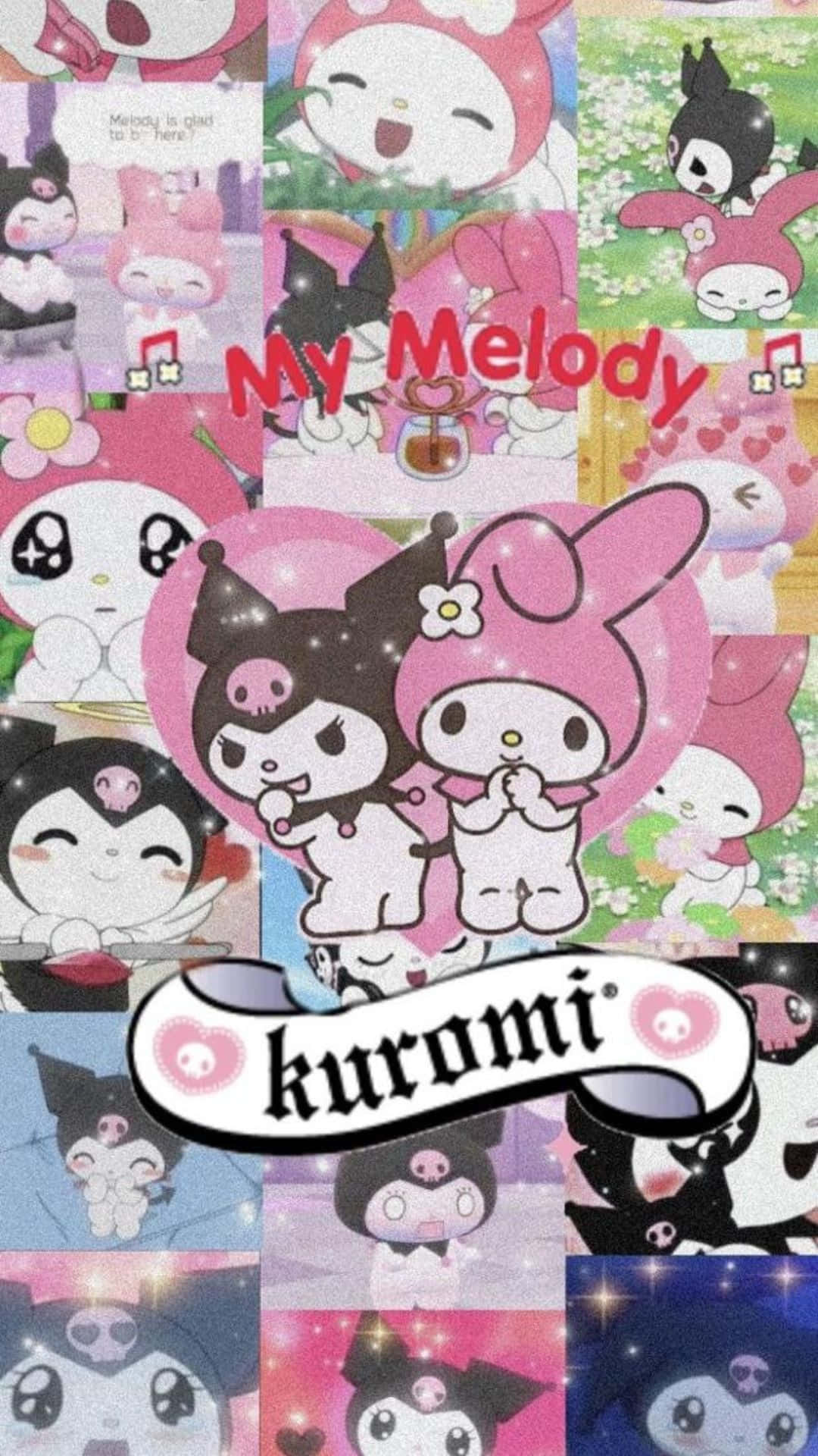 Kuromi and My Melody enjoying a friendly moment together Wallpaper