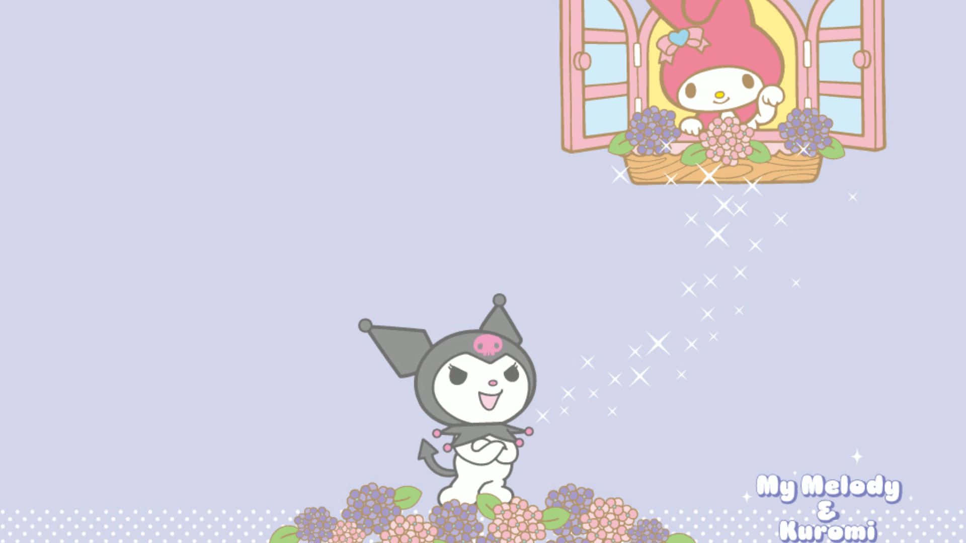 Playful Kuromi and Sweet My Melody - Friends Forever Wallpaper