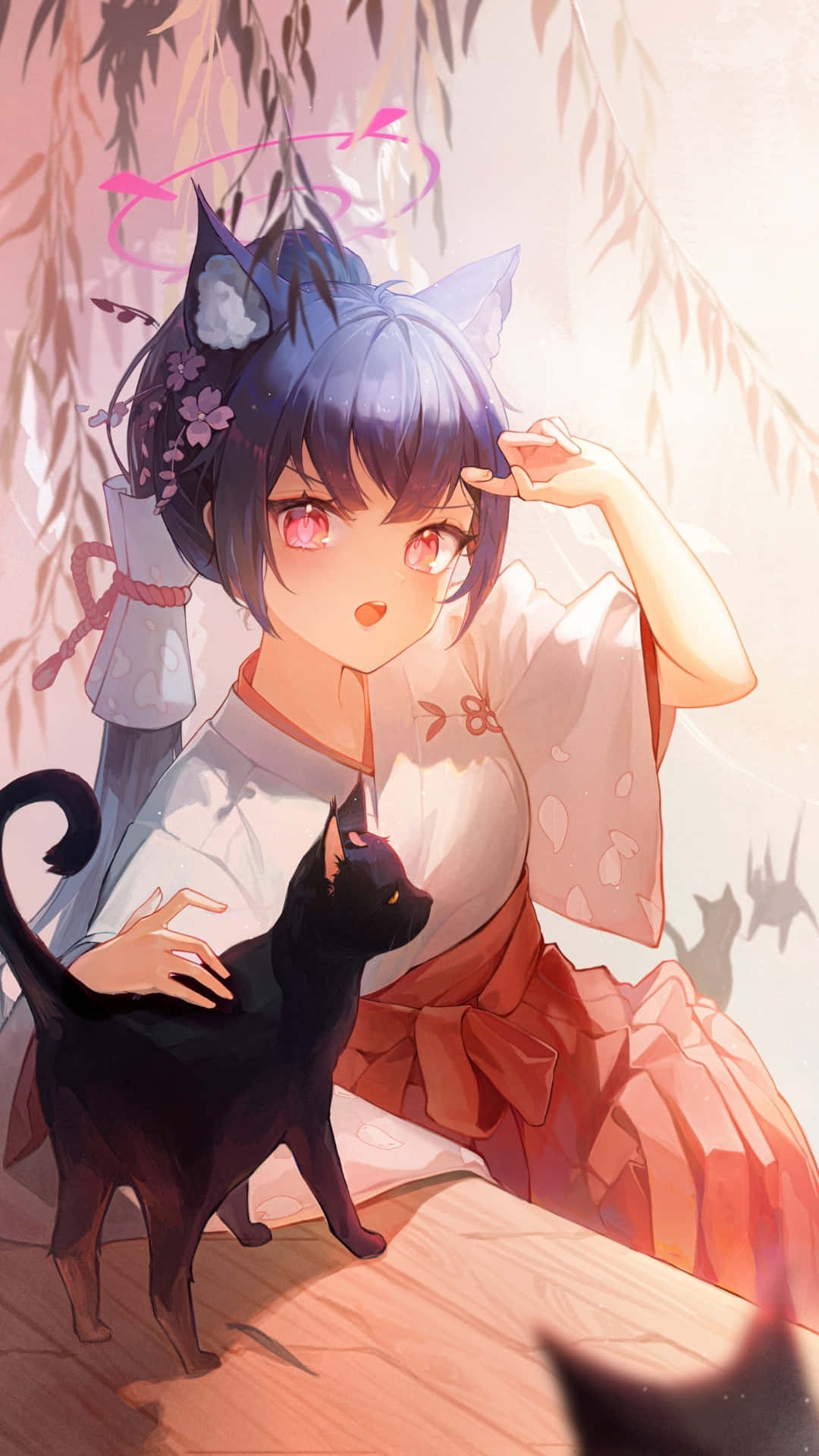 Kuromi Anime Girlwith Black Cat Wallpaper