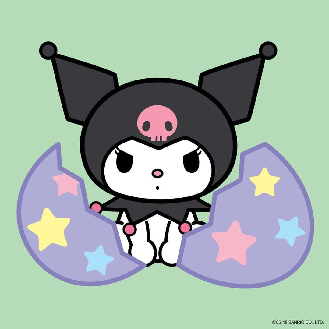 Happy Kuromi Wearing Her Signature Pink&White Outfit