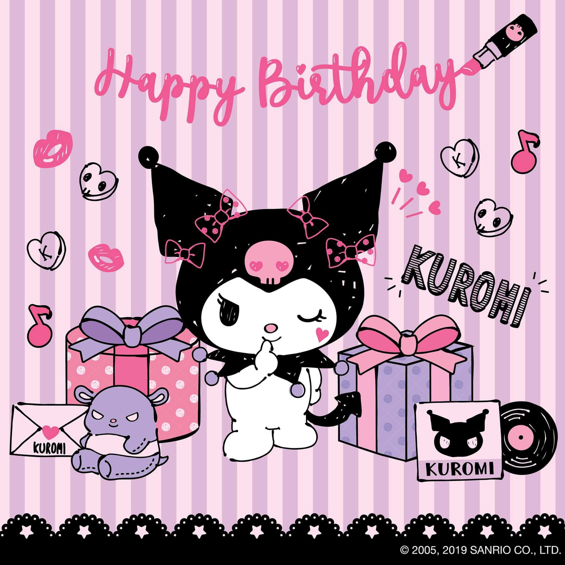 Celebrael Cumpleaños De Kuromi Con Un Divertido Fondo De Pantalla. Fondo de pantalla