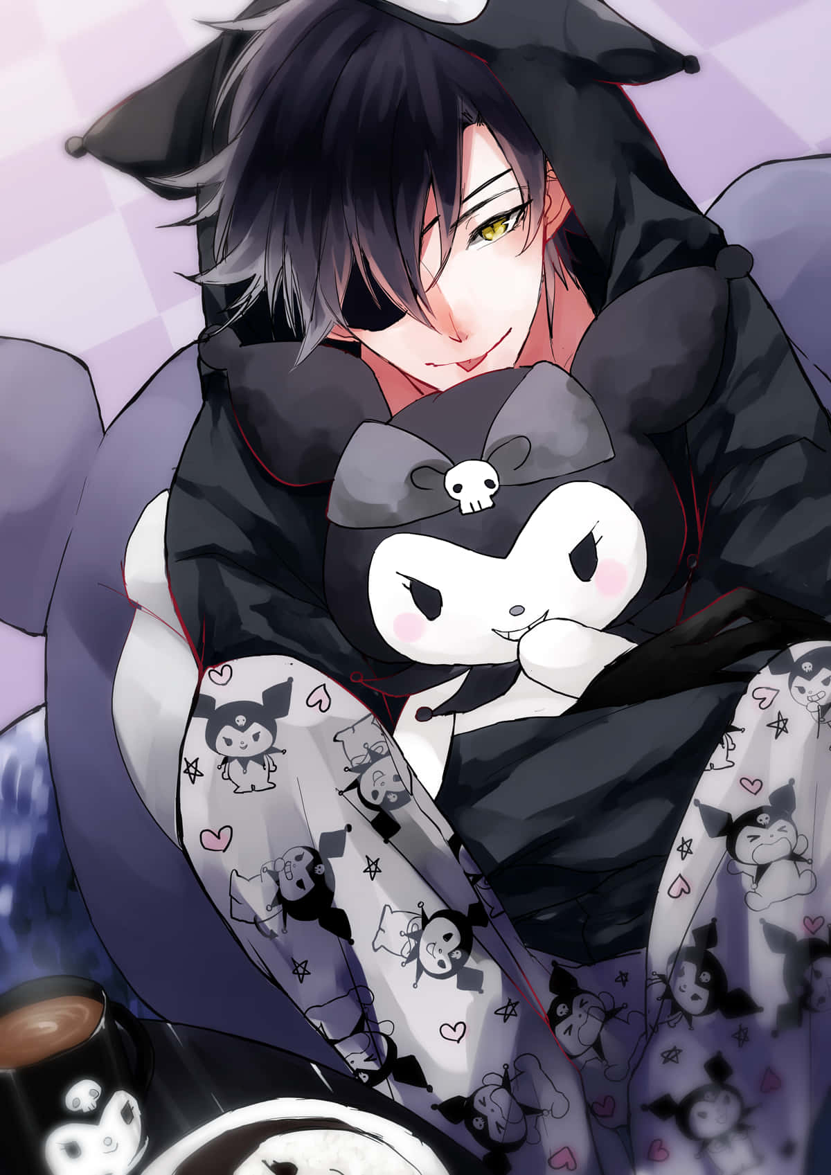 Kuromi Fanart Illustration in a Dreamy Night Setting Wallpaper