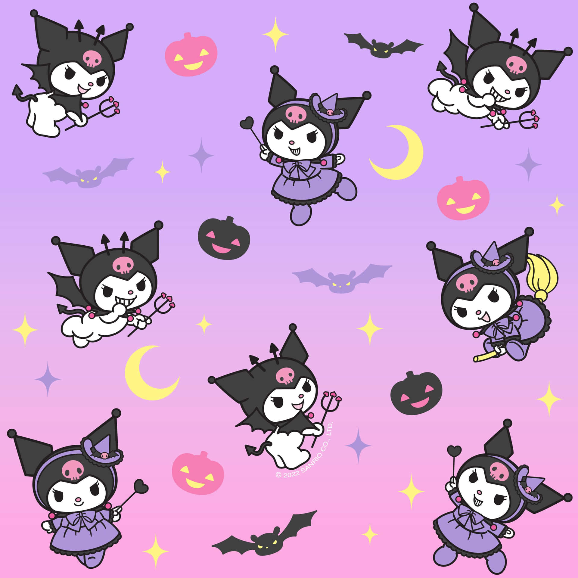 Spooky and Cute Kuromi Halloween Celebration Wallpaper