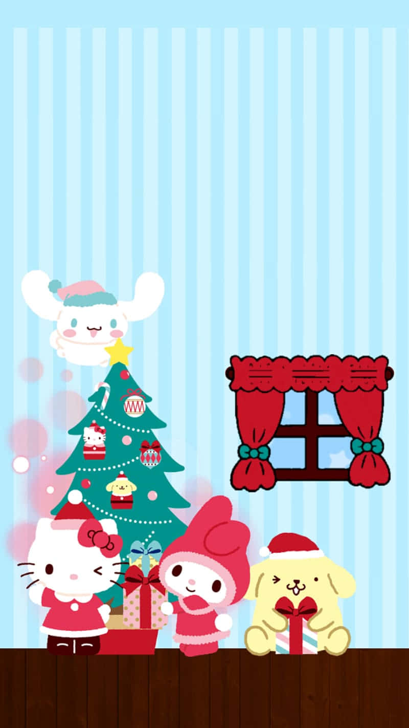 Célébration De Noël De Kuromi Et Hello Kitty Fond d'écran