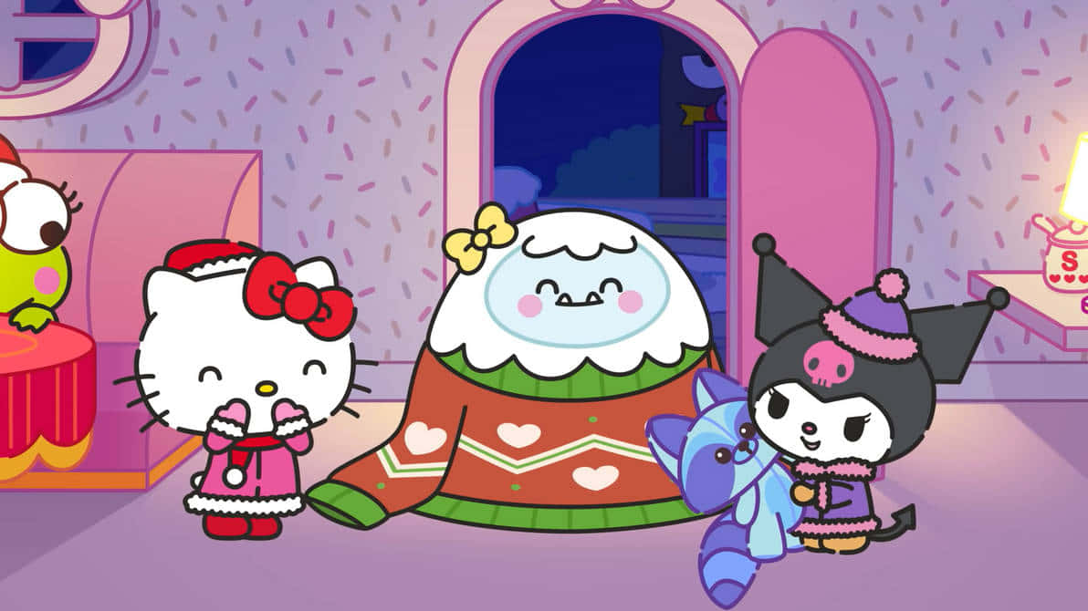 Kuromi Hello Kitty Kerstviering Achtergrond