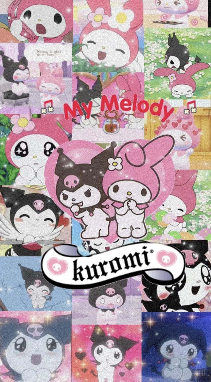 Papelde Parede Para Iphone Com Colagem Da Kuromi E My Melody. Papel de Parede