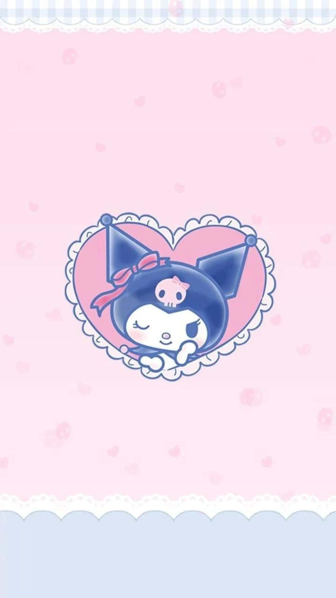 Schattige Kuromi Kawaii Op Een Roze Achtergrond Achtergrond